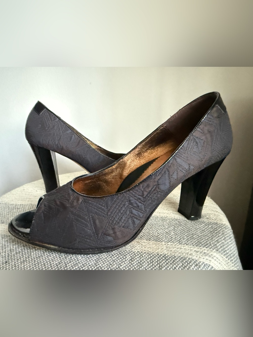 Taryn Rose cinnamon quilted; chocolate black  Open-Toe Dress Heels